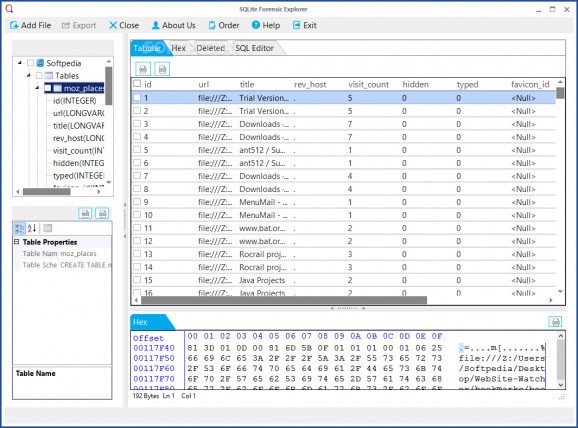 SQLite Forensic Explorer screenshot