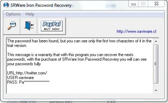 SRWare Iron Password Recovery screenshot