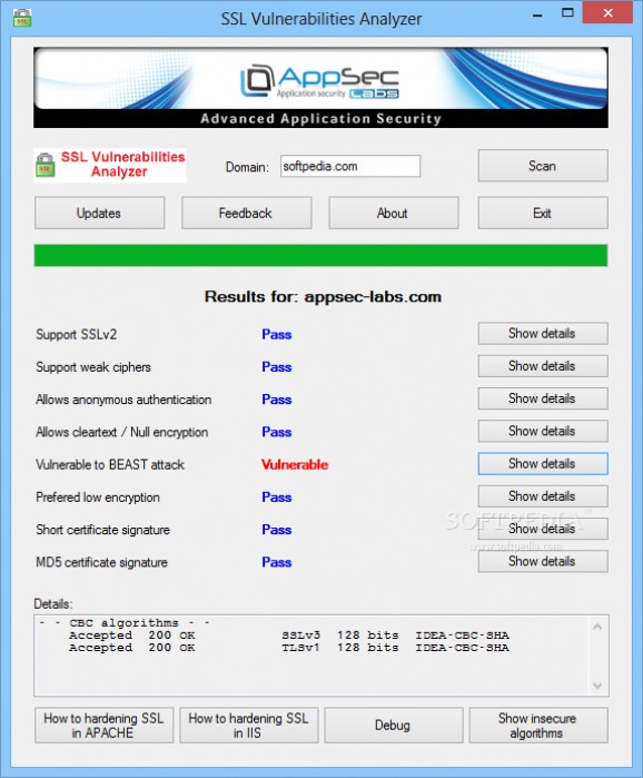 SSL Vulnerabilities Analyzer screenshot