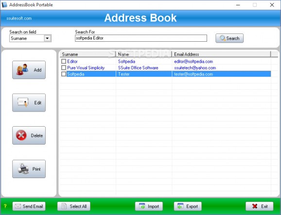 SSuite Office Address Book Pro screenshot