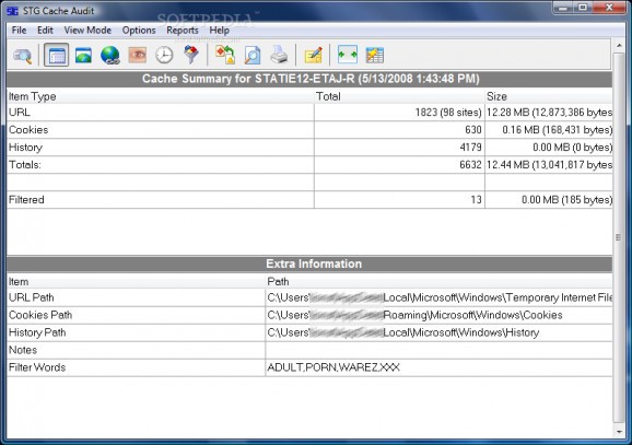 STG Cache Audit screenshot