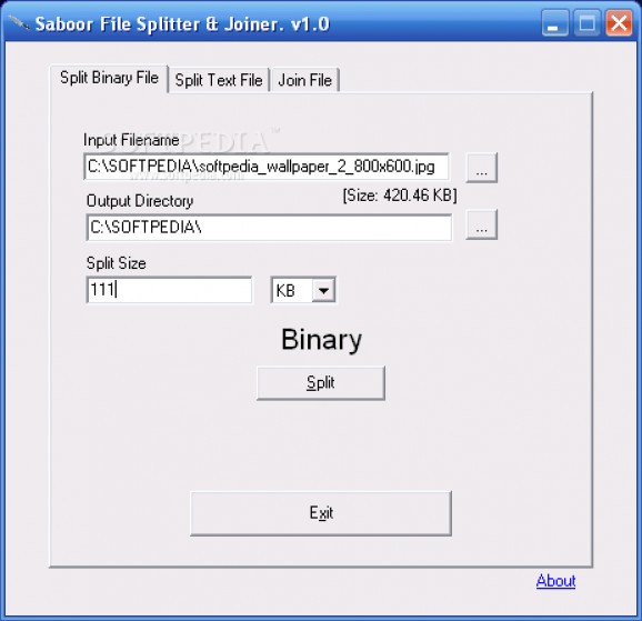 Saboor File Splitter & Joiner screenshot