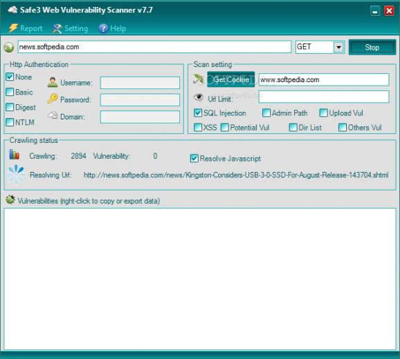 Safe3 Web Vulnerability Scanner screenshot