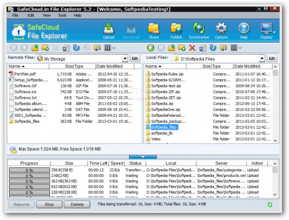 SafeCloud.in File Explorer screenshot