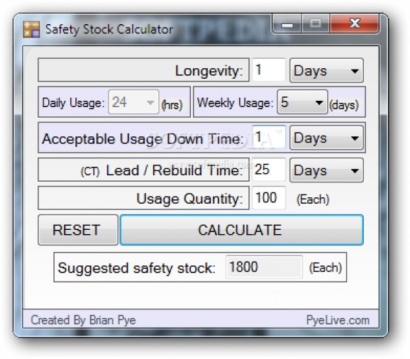 Safety Stock Calculator screenshot