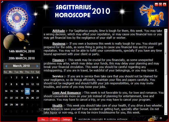 Sagittarius Horoscope 2010 screenshot