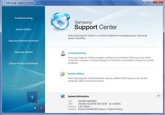 Samsung Support Center screenshot