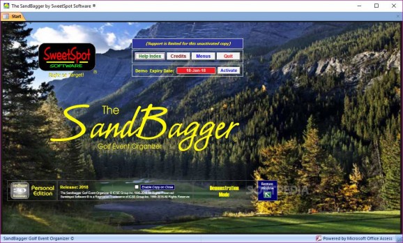 The SandBagger Golf Event Organizer screenshot