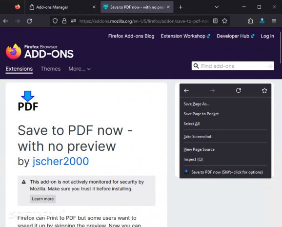 Save to PDF now - with no preview screenshot