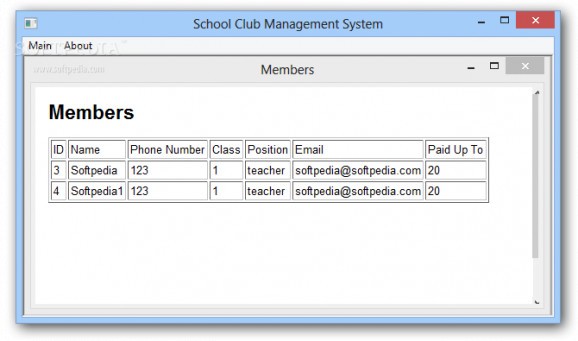 School Club Management System screenshot