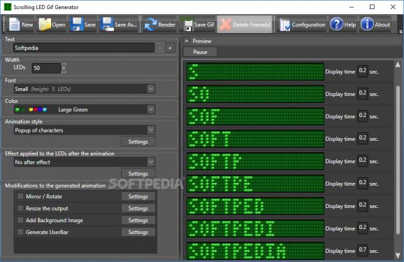 Scrolling LED Bitmap Generator screenshot
