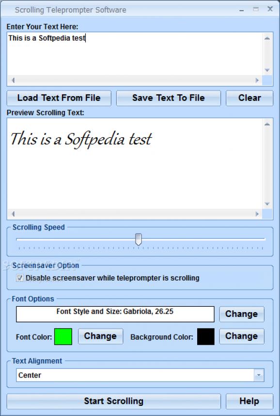 Scrolling Teleprompter Software screenshot