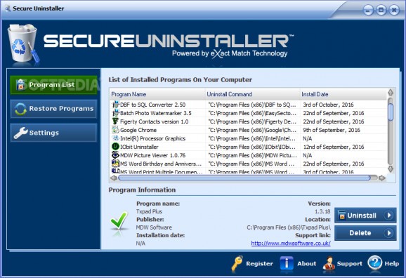 Secure Uninstaller screenshot