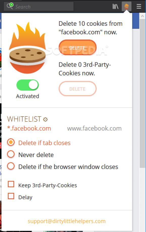 Self Destroying Cookies for Firefox screenshot