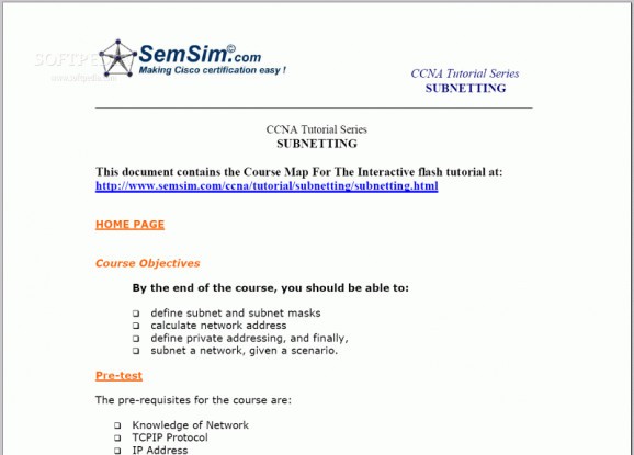 SemSim CCNA Subnetting Tutorial screenshot
