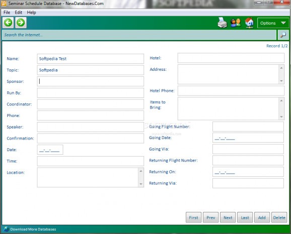 Seminar Schedule Database screenshot