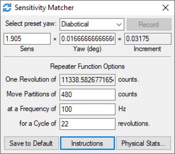 Sensitivity Matcher screenshot
