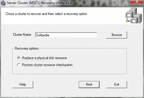 Server Cluster Recovery Utility screenshot