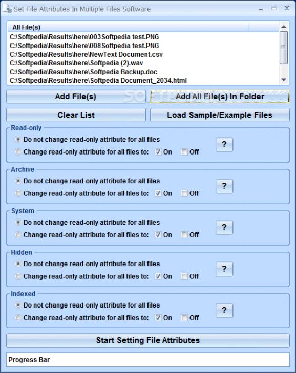 Set File Attributes In Multiple Files Software screenshot