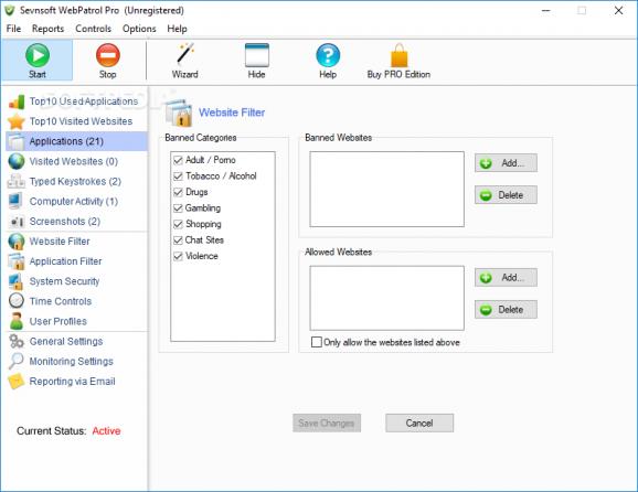 Sevnsoft WebPatrol Free Edition screenshot