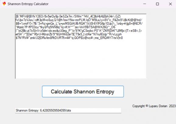 Shannon Entropy Calculator screenshot