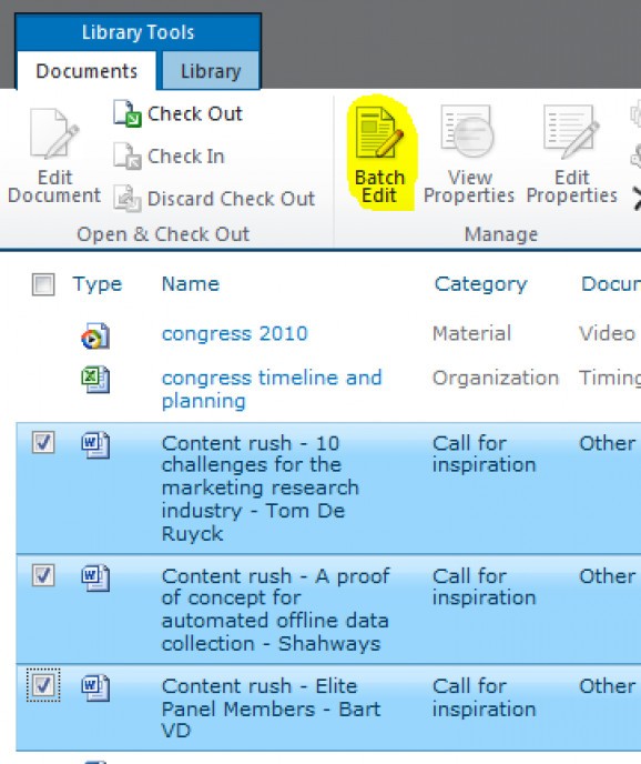 SharePoint 2010 Batch Edit screenshot