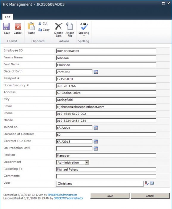 SharePoint Column Permission screenshot
