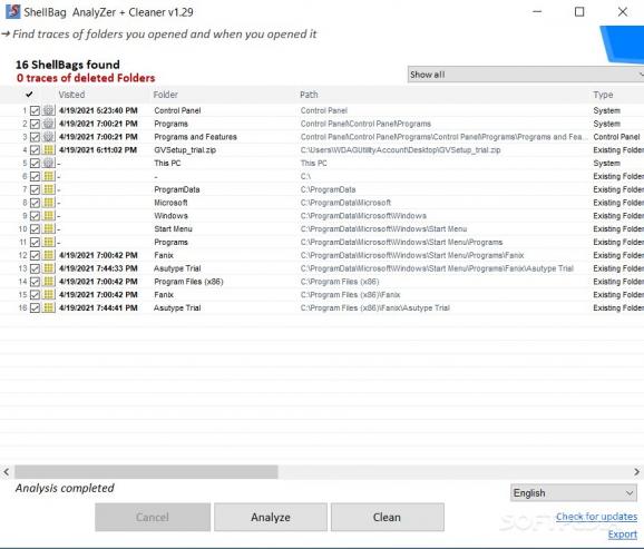 Shellbag Analyzer +Cleaner screenshot