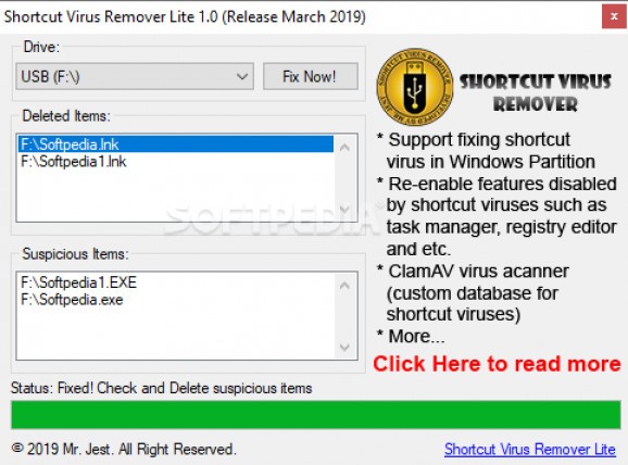 Shortcut Virus Remover Lite screenshot