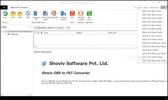 Shoviv DBX to PST Converter screenshot
