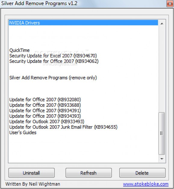 Silver Add Remove Programs screenshot