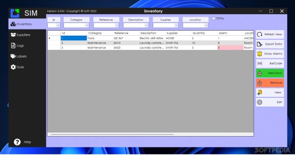 Simple Inventory Manager (SIM) screenshot