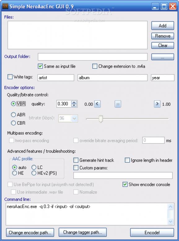 Simple NeroAACEnc GUI - SNG screenshot