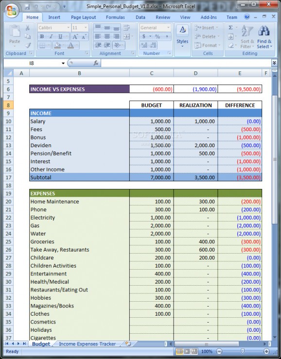 Simple Personal Budget screenshot