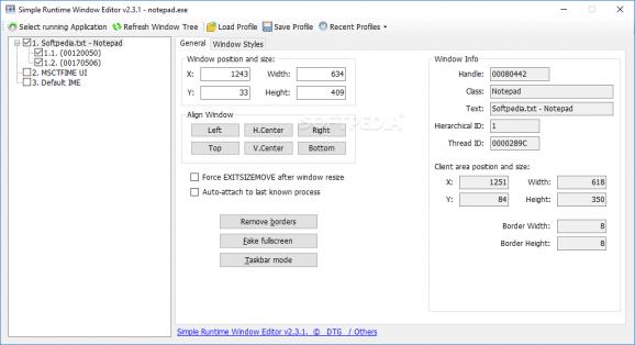 Simple Runtime Window Editor screenshot