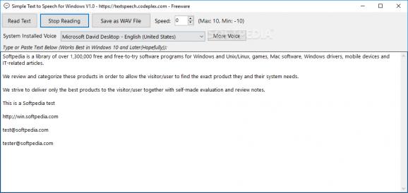 Simple Text to Speech for Windows screenshot