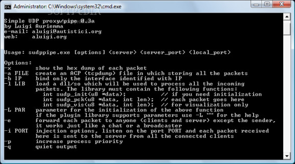 Simple UDP Proxy/Pipe screenshot