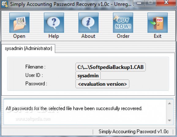Simply Accounting Password Recovery screenshot