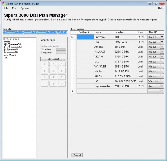 Sipura 3000 Dial Plan Manager screenshot