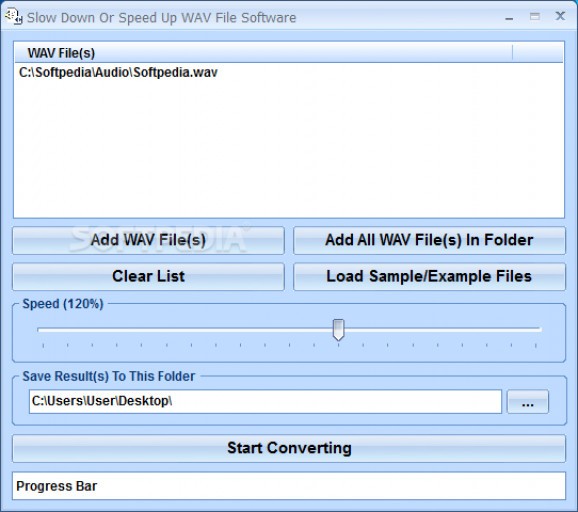Slow Down Or Speed Up WAV File Software screenshot