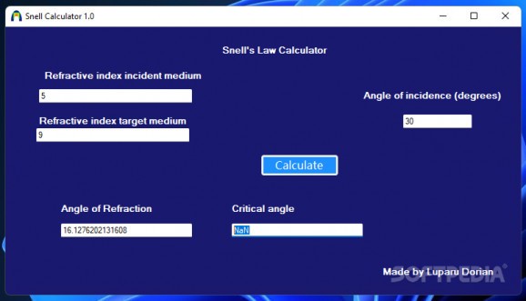 Snell Calculator screenshot