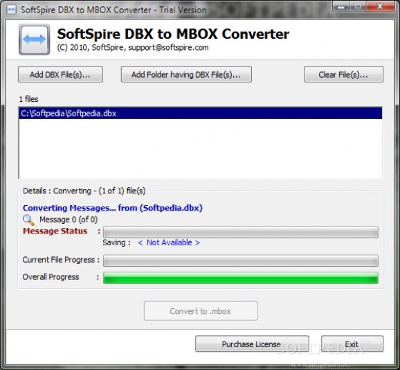 SoftSpire DBX to MBOX Converter screenshot