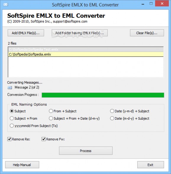 SoftSpire EMLX to EML Converter screenshot