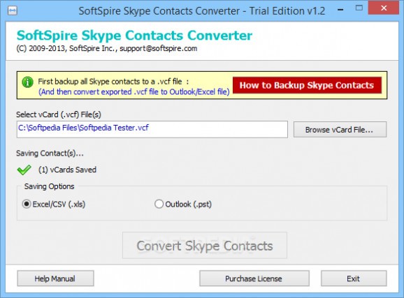 SoftSpire Skype Contacts Converter screenshot