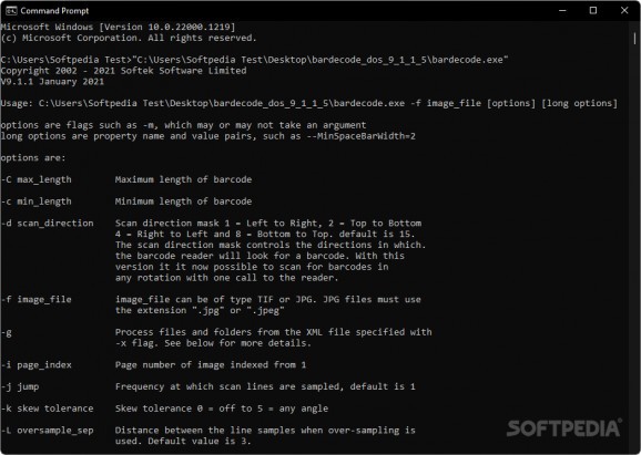 DOS Command Prompt Barcode Tool screenshot