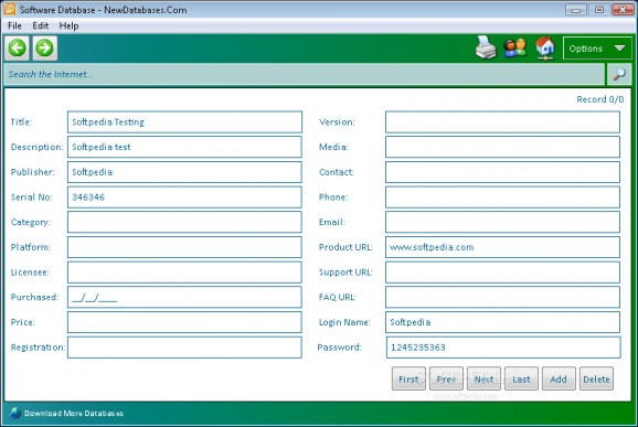 Software Database screenshot
