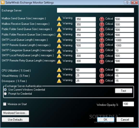 SolarWinds Exchange Monitor screenshot