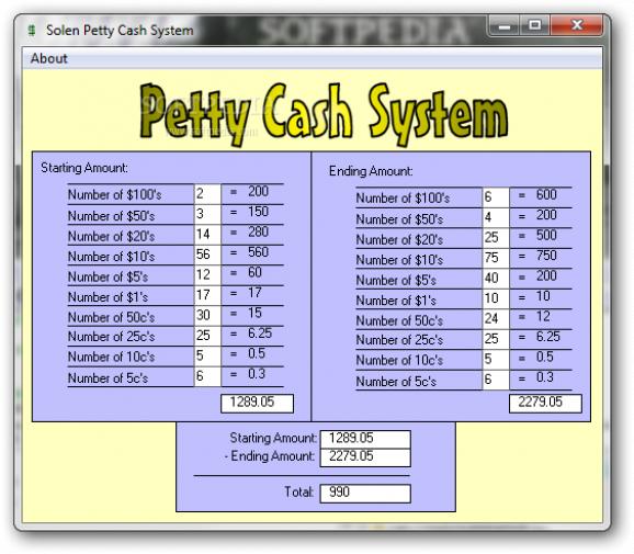 Solen Petty Cash System screenshot