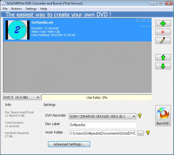 Solid Mp4 to DVD Converter and Burner screenshot