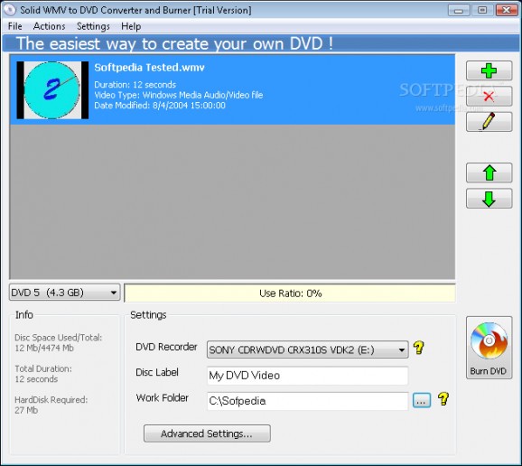 Solid WMV to DVD Converter and Burner screenshot